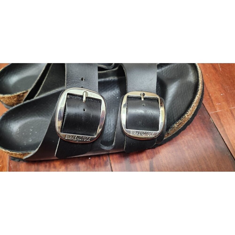Birkenstock Arizona Womens Leather Sandals Black Double Buckle Comfort Slides 37 - Picture 5 of 14